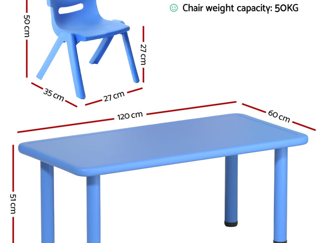 Keezi 5PCS Kids Table and Chairs Set Children Study Desk Furniture Plastic 4 Chairs