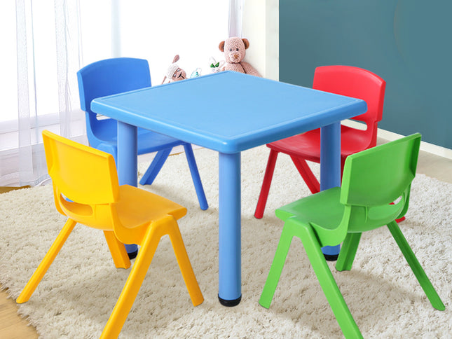 Keezi 5PCS Kids Table and Chairs Set Children Study Desk Furniture Plastic 4 Chairs