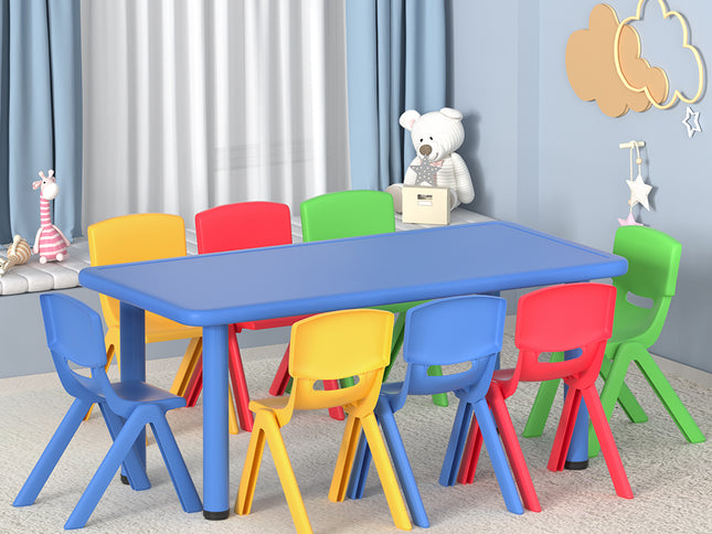 Keezi 9PCS Kids Table and Chairs Set Children Study Desk Furniture Plastic 8 Chairs