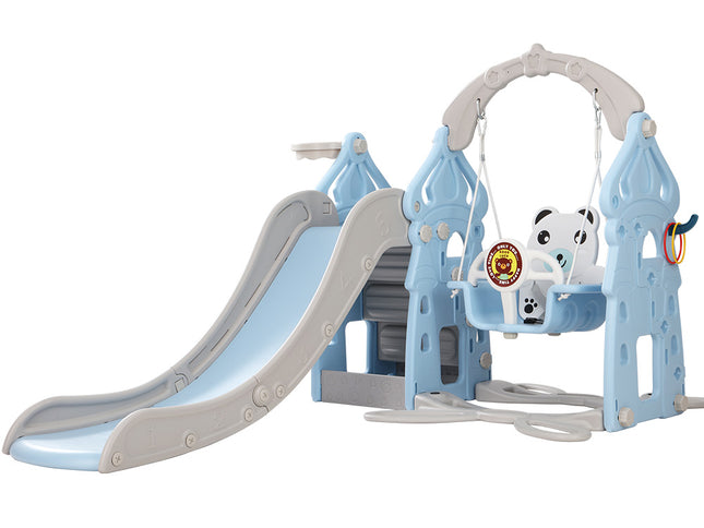 Keezi Kids Slide Swing Set Basketball Hoop Rings Outdoor Playground 170cm Blue