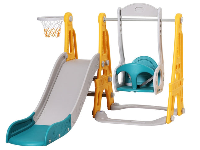 Keezi Kids Slide Swing Set Basketball Outdoor Toys Adjustable Height 140cm Green