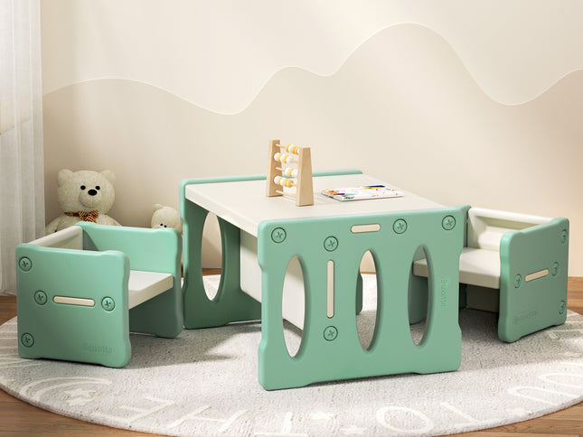Keezi 3PCS Kids Table and Chairs Set HDPE