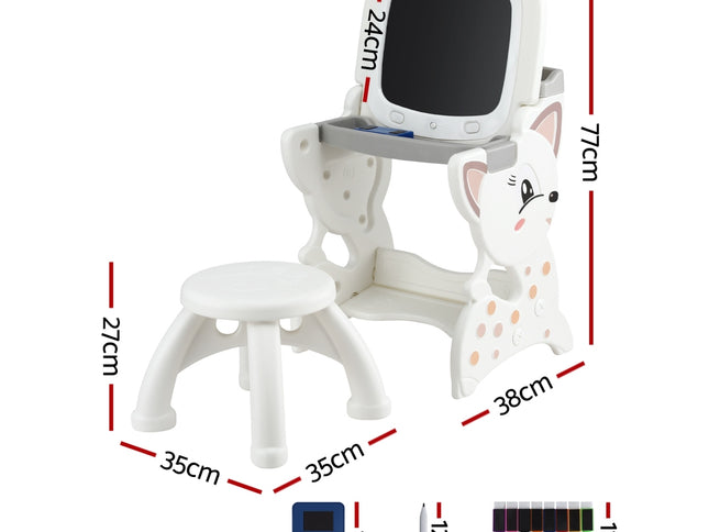Keezi Kids Table and Chair Set 2 in 1 Easel Desk Stool w/ LCD Writing Tablet
