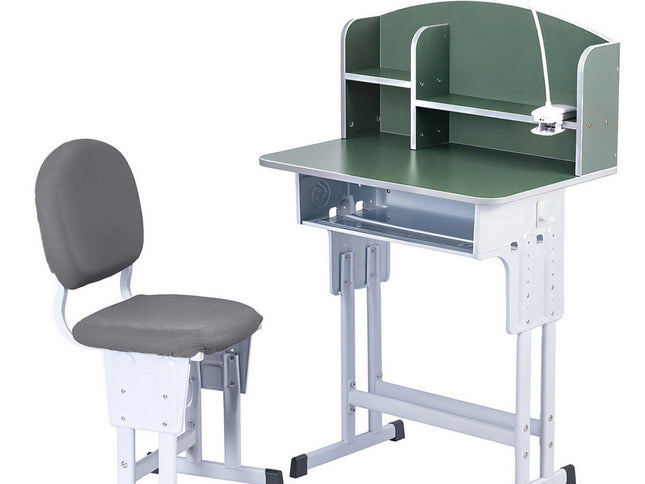 Keezi Kids Study Desk Chair Set Adjustable Ergonomic Table LED Lamp Green