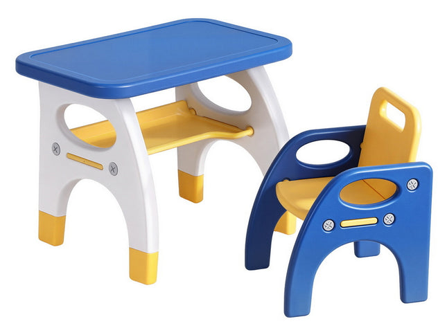 Keezi Kids Table and Chair Set HDPE Toddler Activity Play Set Blue/Yellow