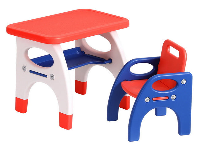 Keezi Kids Table and Chair Set HDPE Toddler Activity Play Set Orange/Yellow