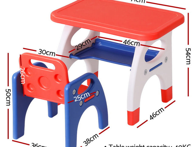 Keezi Kids Table and Chair Set HDPE Toddler Activity Play Set Orange/Yellow