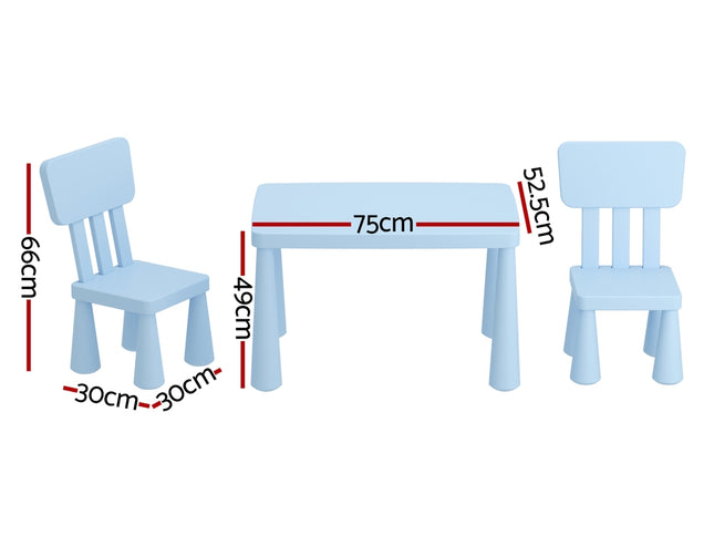 1 Keezi Kids Table and 2 Chairs Set Blue