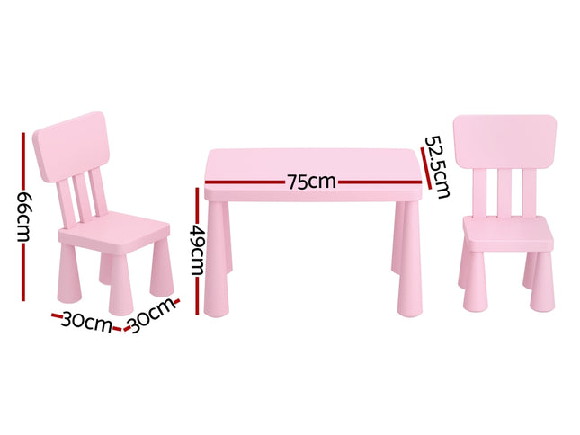1 Keezi Kids Table and 2 Chairs Set Pink