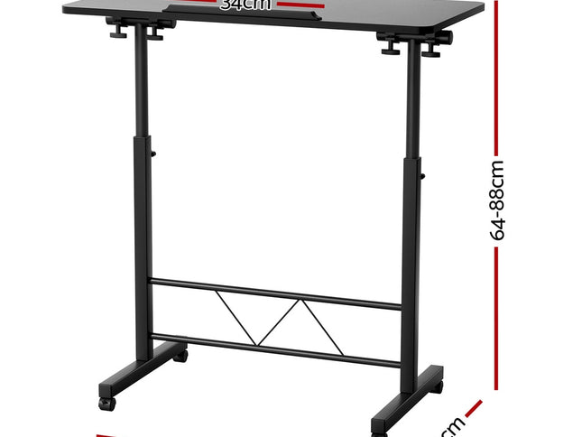 Artiss Laptop Desk Table Height Adjustable Wooden Bed Side Tables 80CM Black