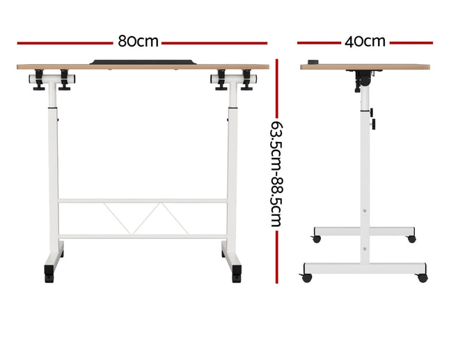 Artiss Laptop Desk Table Adjustable 80CM Light Wood
