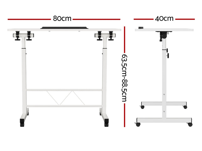 Artiss Laptop Desk Table Adjustable 80CM White