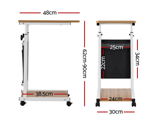 Artiss Laptop Desk Height Adjustable Mobile Workstation Computer Desks 48CM Oak