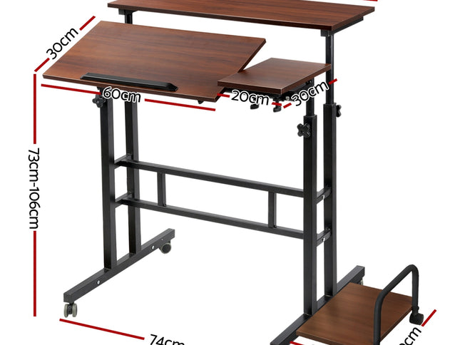 Artiss Laptop Desk Table Adjustable Dark Wood 80CM