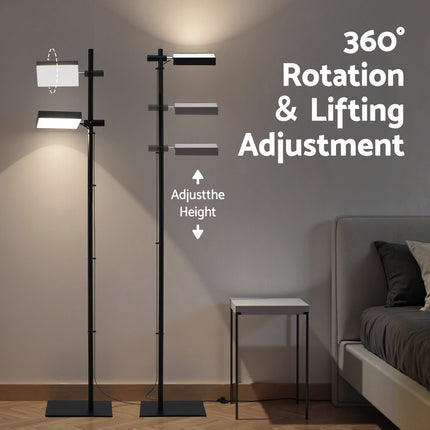 Artiss LED Floor Lamp, Modern Reading Lamp 360ÔΩû Rotating Adjustable Light Head,12W Standing Lamp for Living Room, Bedroom Office