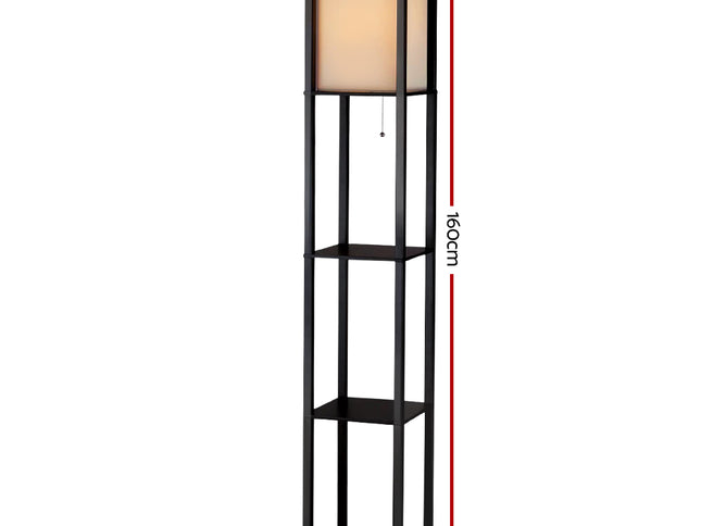 Artiss Floor Lamp 3 Tier Shelf Shelf Storage LED Light Stand Home Room Vintage Black