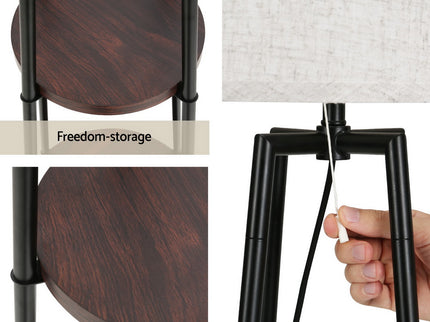 Artiss Floor Lamp 2 Tier Shelf Storage LED Light Stand Home Living Room Upright