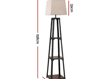Artiss Floor Lamp 3 Tier Shelf Storage LED Light Stand Home Room Vintage White