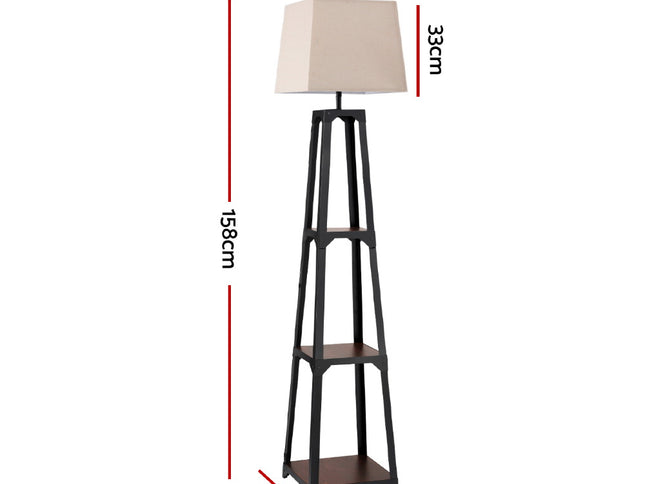 Artiss Floor Lamp 3 Tier Shelf Storage LED Light Stand Home Room Vintage White