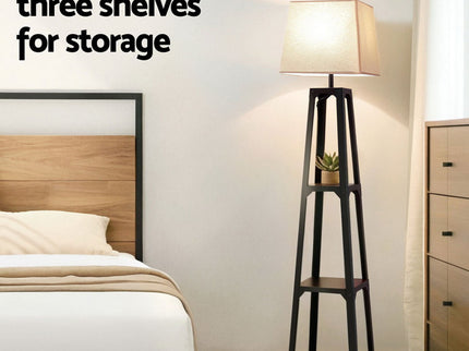 Artiss Floor Lamp 3 Tier Shelf Storage LED Light Stand Home Room Vintage White