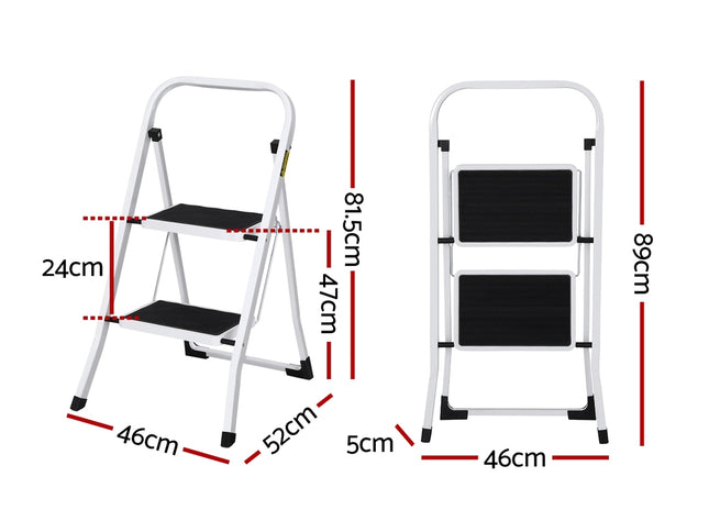 Giantz 2 Step Ladder Multi-Purpose Folding Steel Light Weight Platform