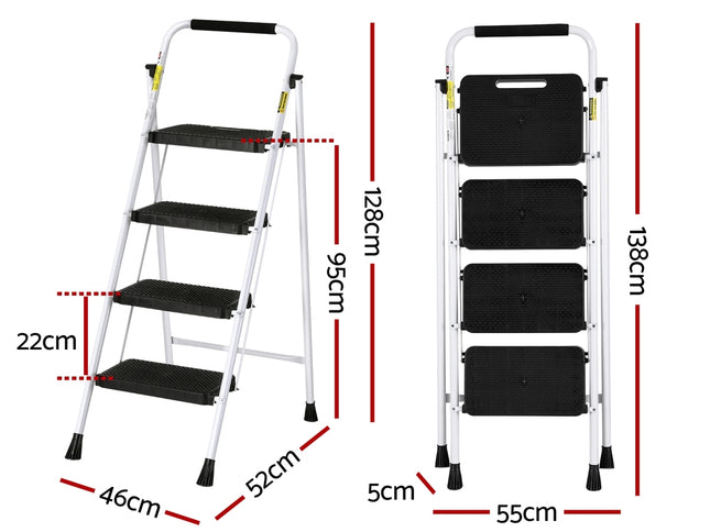 Giantz 4 Step Ladder Multi-Purpose Folding Steel Light Weight Platform