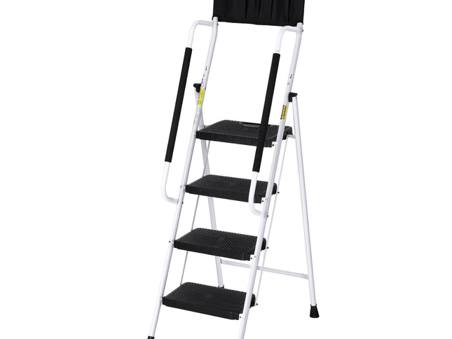 Giantz 4 Step Ladder Multi-Purpose Folding Steel Platform Tool Bag Handrails