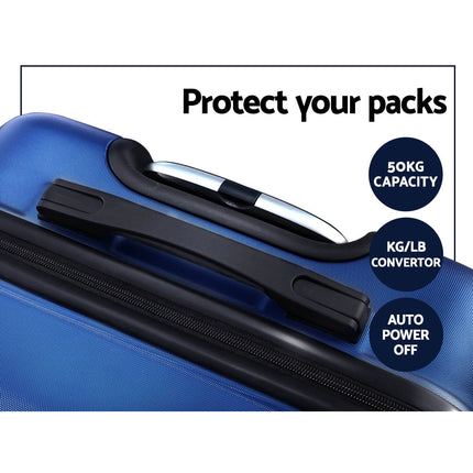 Wanderlite 2Set 20-28 Inch Luggage with TSA Lock Spinner Carry On Hard Shell Travel Suitcase Luggage Case Blue