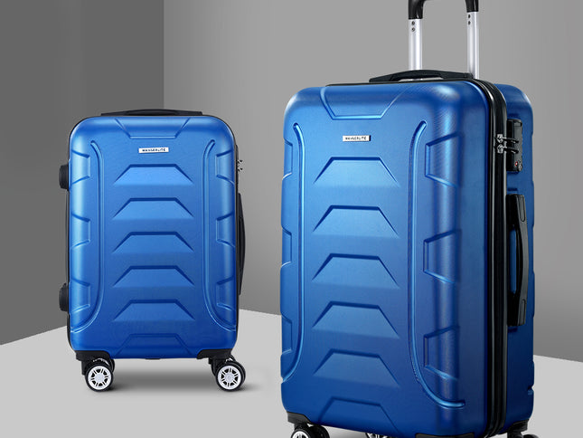 Wanderlite 2Set 20-28 Inch Luggage with TSA Lock Spinner Carry On Hard Shell Travel Suitcase Luggage Case Blue