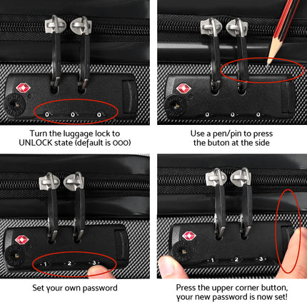 Wanderlite 20 Inch Luggage with Zipper Lock Carry On Hard Shell Travel Suitcase Luggage Case Black