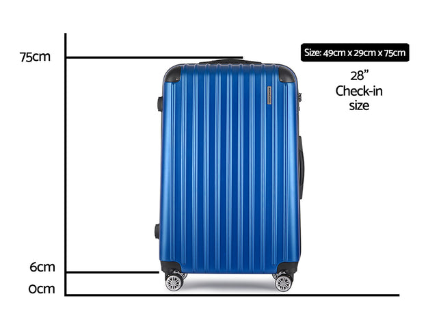 Wanderlite 28 Inch Luggage with TSA Lock Spinner Carry On Hard Shell Travel Suitcase Luggage Case Blue