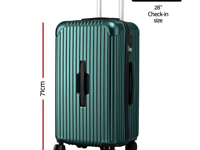 Wanderlite 28" Trunk Luggage Suitcase Travel 5 Wheels Type-C Port TSA Green