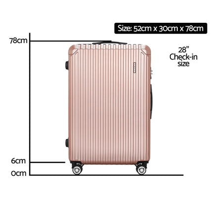 Wanderlite 28-inch Luggage Set with TSA Lock√î√∏Œ©ABS Hard Shell Travel Suitcase Organiser Luggage Case Rose Gold