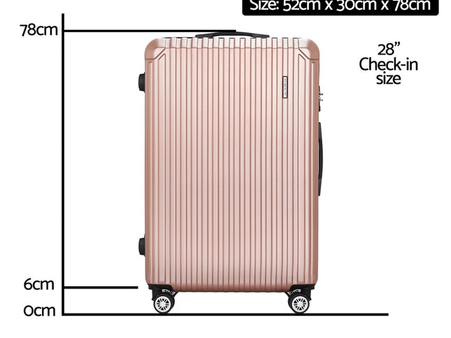 Wanderlite 28-inch Luggage Set with TSA Lock√î√∏Œ©ABS Hard Shell Travel Suitcase Organiser Luggage Case Rose Gold