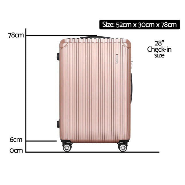 Wanderlite 28-inch Luggage Set with TSA Lock√î√∏Œ©ABS Hard Shell Travel Suitcase Organiser Luggage Case Rose Gold