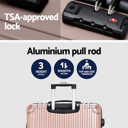 Wanderlite 28-inch Luggage Set with TSA Lock√î√∏Œ©ABS Hard Shell Travel Suitcase Organiser Luggage Case Rose Gold