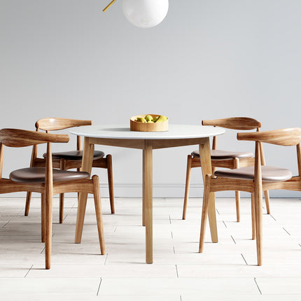 Levede Dining Table Round Rubberwood Base 100cm White 100 CM-1973194087016304646