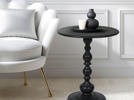 Levede Side Table Vintage End Round Black-1942353405662072838
