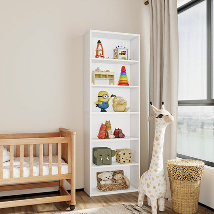 Levede 6 Tier Book Shelf Adjustable Shelves White-2006732776304414726