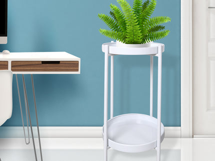Levede 2 Tiers Plant Stand Metal Flower White Medium-1864184717172150279