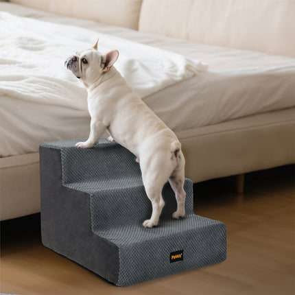 Pawz 3 Steps Pet Stairs Dog Ramp High Density Foam Grey-2006733392930017286