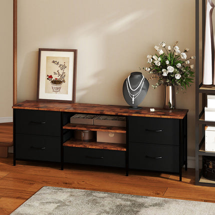 Levede TV Stand Cabinet Entertainment Unit Stand 140cm 5 Drawers Storage Shelves-2029334100124504070