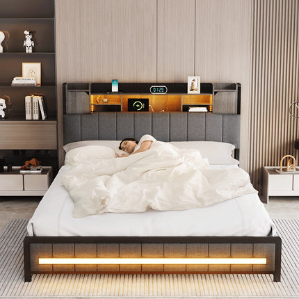 Levede Queen Bed Frame with Storage Headboard RGB LED-1973193510035263494