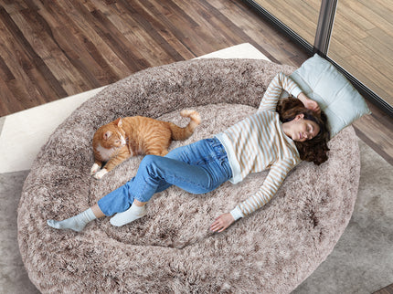 TheNapBed 1.8m Human Size Pet Bed Fluffy Brown-1864184539014893575