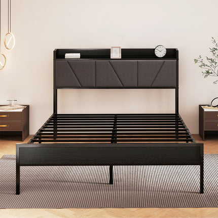 Levede Double Bed Frame Steel Base with Headboard Grey-2006732772936388614