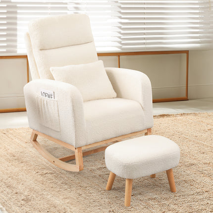 Levede Rocking Chair Ottoman Footrest With Side Pocket-1910112281014964231