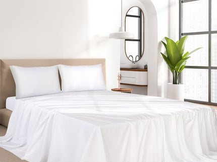 Dreamz 4pcs Queen Size 100% Bamboo Bed Sheet Set in White Colour-1942353309302132742