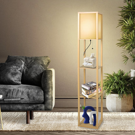 EMITTO Floor Lamp LED Storage Shelf Khaki-1973193956544090118