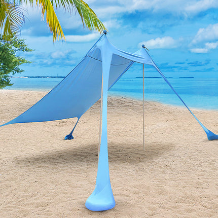 Beach Tent Camping Canopy 2-4 Person Family Sun Shade Shelter 210x210cm Blue-1973193766189797382