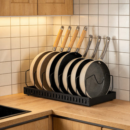 Toque Pots and Pans Organiser Saucepan Holder Storage Pull Out Rack Holder Black-2065254301101592582
